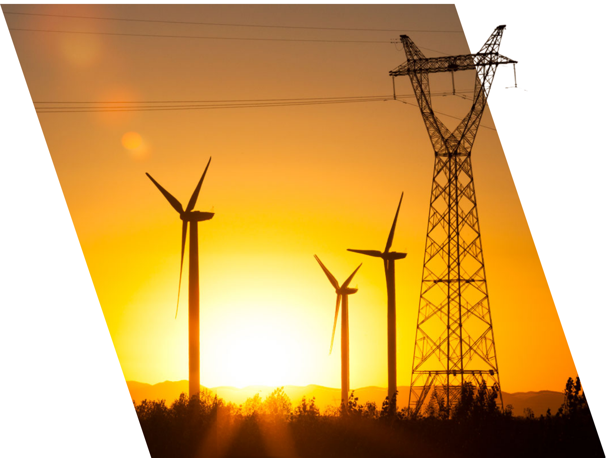 Energy infrastructure at sunset