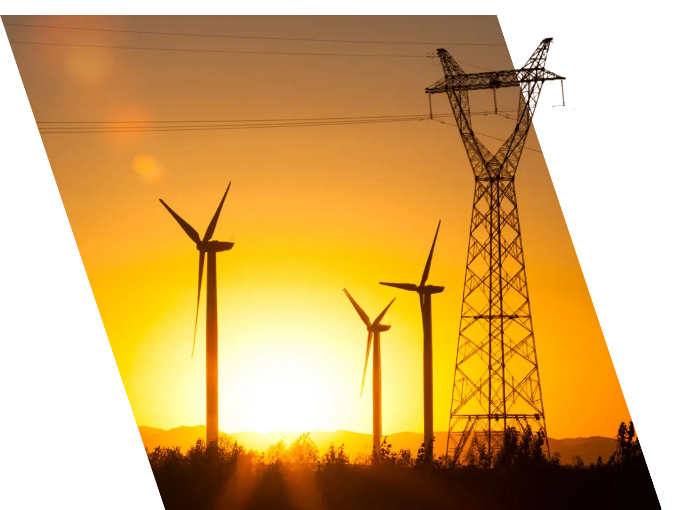 Energy infrastructure at sunset